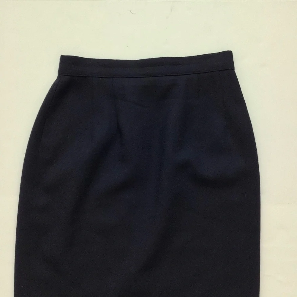 GIANNI Blue Wool Lined Pencil Skirt 4 Petite